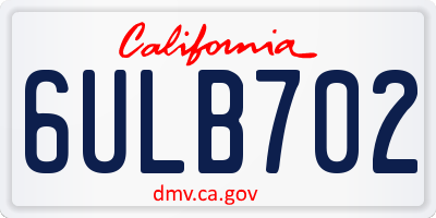 CA license plate 6ULB702