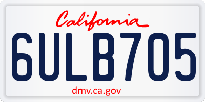 CA license plate 6ULB705