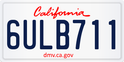 CA license plate 6ULB711