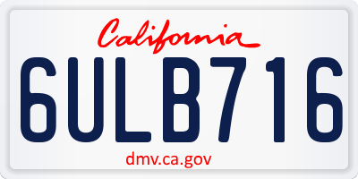 CA license plate 6ULB716