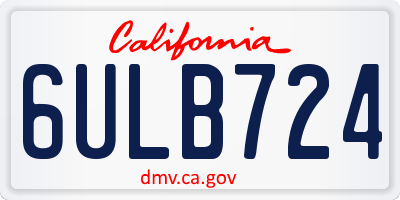 CA license plate 6ULB724