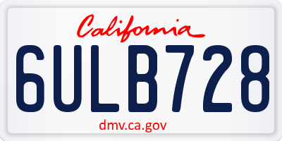 CA license plate 6ULB728
