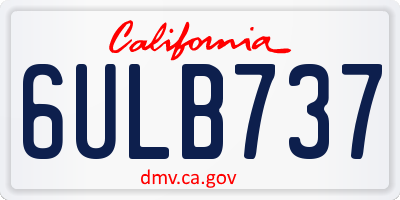 CA license plate 6ULB737