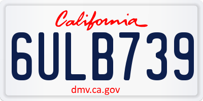 CA license plate 6ULB739