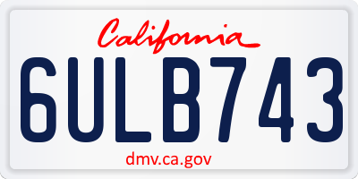 CA license plate 6ULB743