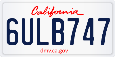 CA license plate 6ULB747