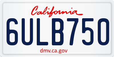 CA license plate 6ULB750