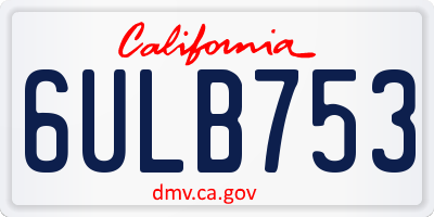 CA license plate 6ULB753