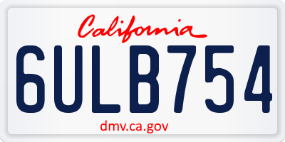 CA license plate 6ULB754