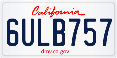 CA license plate 6ULB757
