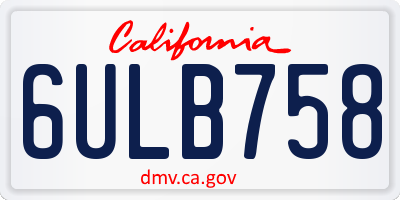 CA license plate 6ULB758