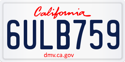 CA license plate 6ULB759