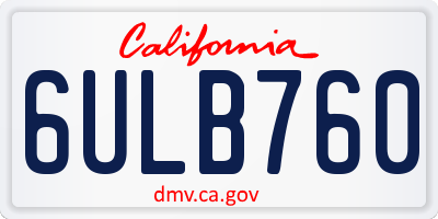 CA license plate 6ULB760