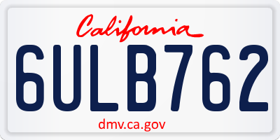 CA license plate 6ULB762