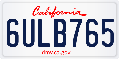 CA license plate 6ULB765