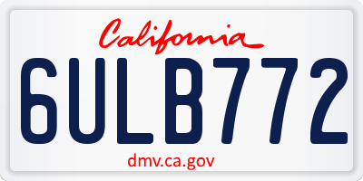 CA license plate 6ULB772