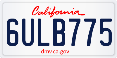 CA license plate 6ULB775