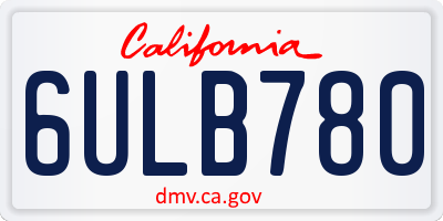 CA license plate 6ULB780