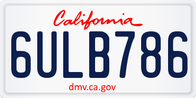 CA license plate 6ULB786
