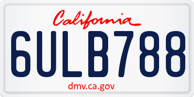 CA license plate 6ULB788