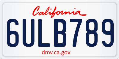 CA license plate 6ULB789