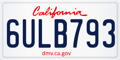 CA license plate 6ULB793