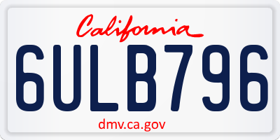 CA license plate 6ULB796