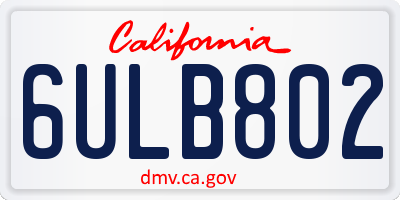 CA license plate 6ULB802