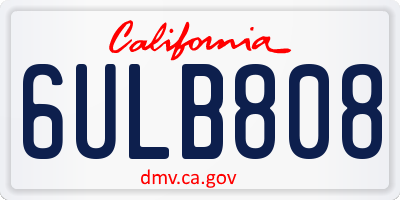 CA license plate 6ULB808
