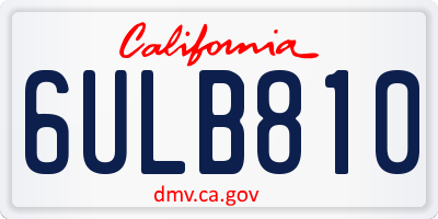 CA license plate 6ULB810