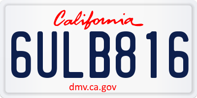 CA license plate 6ULB816