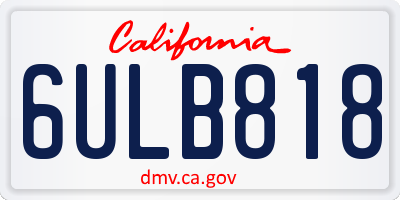 CA license plate 6ULB818