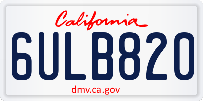 CA license plate 6ULB820