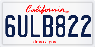 CA license plate 6ULB822