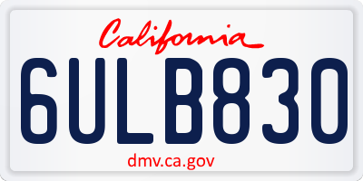 CA license plate 6ULB830