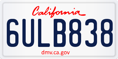 CA license plate 6ULB838