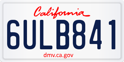 CA license plate 6ULB841
