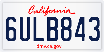 CA license plate 6ULB843