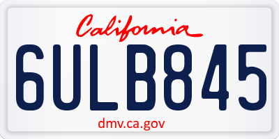 CA license plate 6ULB845
