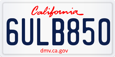 CA license plate 6ULB850