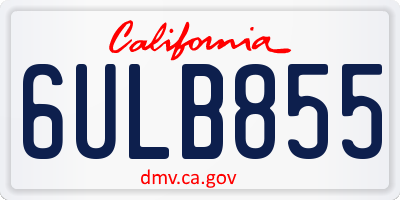CA license plate 6ULB855