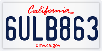 CA license plate 6ULB863