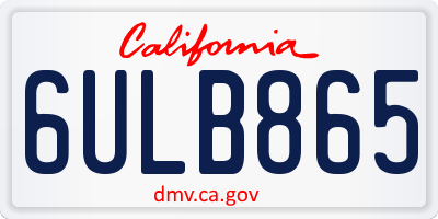 CA license plate 6ULB865