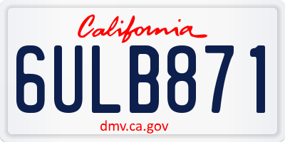 CA license plate 6ULB871