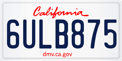CA license plate 6ULB875