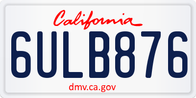 CA license plate 6ULB876