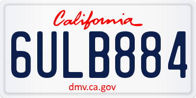 CA license plate 6ULB884