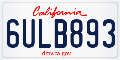 CA license plate 6ULB893