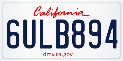 CA license plate 6ULB894