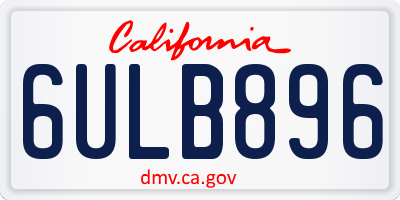 CA license plate 6ULB896